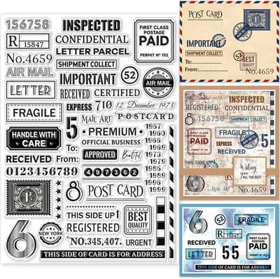 BaBaBa Grote A4 Stempelset Clearstamps Clearstempels voor Kaarten Maken en Scrapbook Tickets Airmail Travel