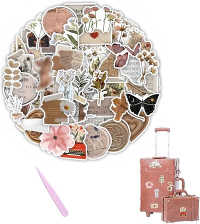 Pack of 60 Aesthetic Stickers - Scrapbooking Stickers - Decoratieve Vintage Stickers voor Creatief Scrapbooking - Knutselboeken - Persoonlijke Dagboeken voor DIY