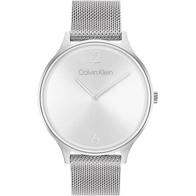Calvin Klein CK Fashion Minimalistisch Dubbele Naald Zonneslag Wit Wijzerplaat Milanese Band Quartz Horloge Dameshorloges 25200001 Regular Watch Box,White Dial 25200001 white