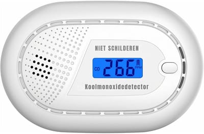 KAD® Rookmelder - Koolmonoxidemelder met Digitaal Display - Betrouwbare CO Melder - Wit - 8cm x 3cm x 8cm