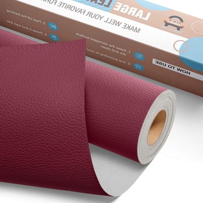 Complete Faux Leather Reparatieset voor Meubels, Autozetels en Tassen - Zelfklevende Patches in Burgondië, 40 x 80 cm