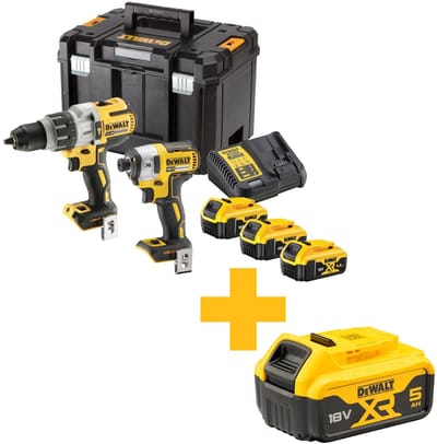 DeWALT DCK276P3T Accu combiset 2-delig (DCD996 + DCF887) 18V XR (3x) 5.0Ah in TSTAK