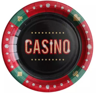 Wegwerpbordjes casino 22cm - 6st - karton
