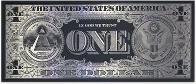Schilderij Woonkamer - Schilderij One Dollar - Dibond metaal - 150 x 65 cm - PosterGuru