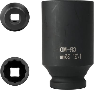 Impact cap 1/2 inch 12-zijdig van chroom-molybdeen staal, 35 mm, voor professionele toepassingen en duurzaamheid