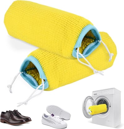 Set van 2 Schoenwaszakken met Trekkoordsluiting, Herbruikbare Fleece Schoenreinigers voor Alle Schoenen en Maten, Ideaal voor Sneakers en Leren Schoenen