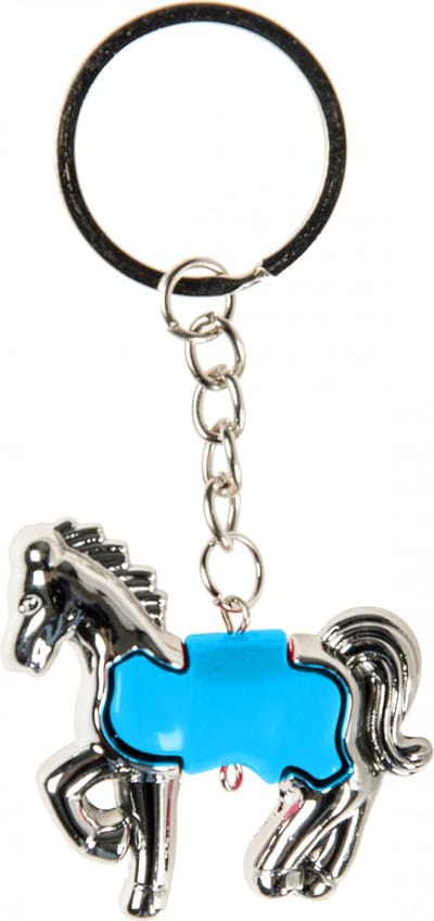 Lg-imports Sleutelhanger Paard Junior 5 Cm Staal Zilver/blauw