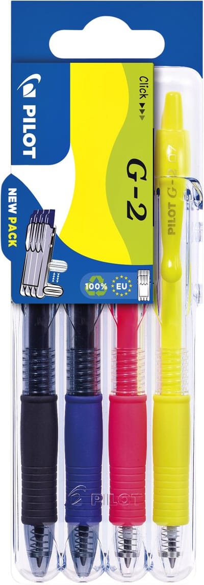 Gelschreiber Pilot Clicker Medium Neon sortiert Set2Go à 4 Stück