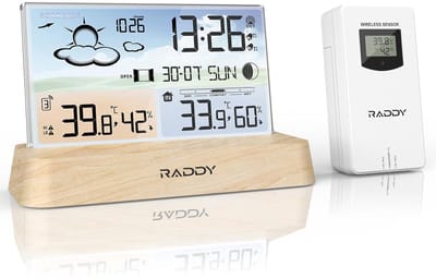 Weerstation Draasloos Binnen/Buiten - Weerstation - Digitale Kleurendisplay - Thermometer en Hygrometer - Weersvoorspelling en Barometer - Voor Binnen en Buiten