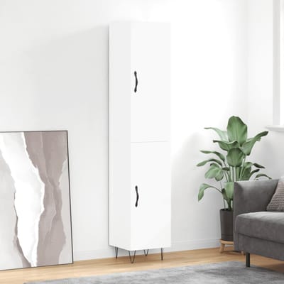 vidaXL - Hoge - kast - 34,5x34x180 - cm - bewerkt - hout - wit