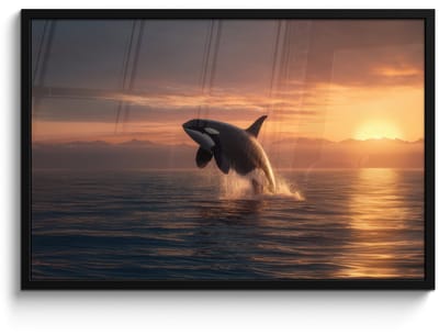 Poster in lijst - Fotolijst 90x60 cm - Posters - Orka - Zee - Zonsondergang - Posterlijst zwart - Decoratie - Wanddecoratie woonkamer - Muurdecoratie slaapkamer