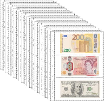 20 Vellen Bankbiljet Pagina's voor Verzamelaars - 3 Zakken per Pagina