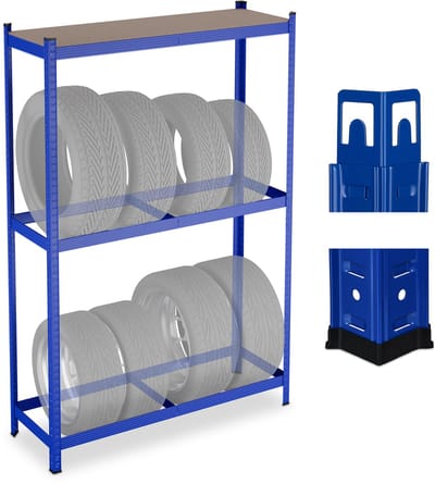 Bandenrek - voor 8 banden - 180 x 120 x 40 cm - tot 795 kg - steeksysteem - blauw