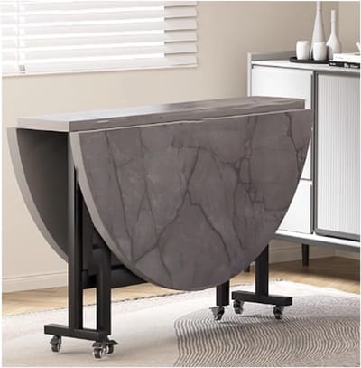 Opvouwbare Eettafel - Ronde Tafel Bureau - Kleine Ruimtes - Met Wielen - 100 cm Diameter - Grijs