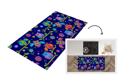 Keukenloper - Loper keuken - Patroon - Uil - Takken - 120x60 cm - Keukenloper vinyl