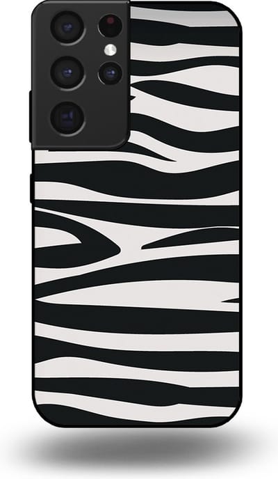 Smartphonica Telefoonhoesje geschikt voor Samsung Galaxy S21 Ultra met zebra opdruk - TPU backcover case met zebra print design - Zwart Wit geschikt voor Samsung Galaxy S21 Ultra