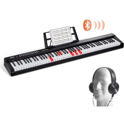 VEVOR 88-toetsen digitale piano, semi-gewogen toetsen, draagbare elektrische pianoset van normaal formaat met 1000 toetsen, ingebouwde luidsprekers, sustainpedaal, koptelefoon, Bluetooth, MIDI, USB voor beginners