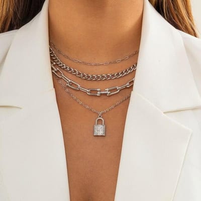 Kunjoe Mode Bohème Collier Choker Chaîne à Maillons en U Pour Femmes Fille Cristal Strass Fermoir Pendentif Collier Bijou Cadeau brown