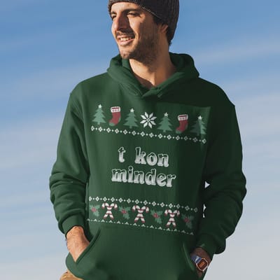 Groningen Kerst Hoodie Groen T Kon Minder Candy Cane - Maat XS - Uniseks Fit - Kerstkleding Voor Dames & Heren