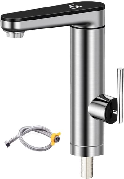 Elektrische Waterkraan - Doorstroomboiler Kraan - Direct Warm Water - Digitaal Temperatuurdisplay - 120 Graden Draaibaar - Zilver