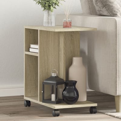 vidaXL - Bijzettafel - met - wieltjes - 50x30x55 - cm - hout - sonoma - eikenkleurig