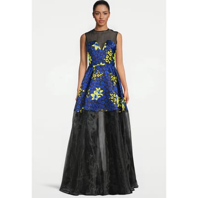 Marcell von Berlin Women‘s Floral Fabric Evening Gown Blue Lilly Print/ Black Taglia: 36 | Maxi abiti Outlet | Donna | Blu