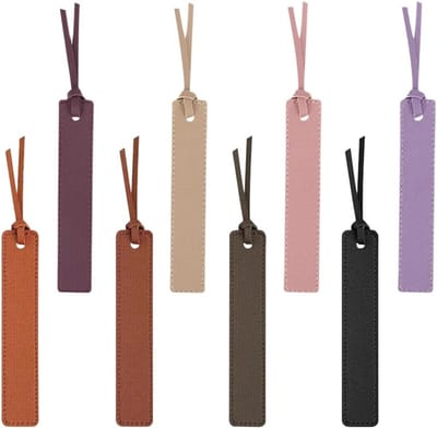 Dailygoods- Bladwijzers 8 Stuks - Lederen Paginamarkeringen - Gepersonaliseerde Boekmarkeringen - Elegante Bladwijzers - PU Leer - 19,5cm x 2,4cm - Boekenleggers