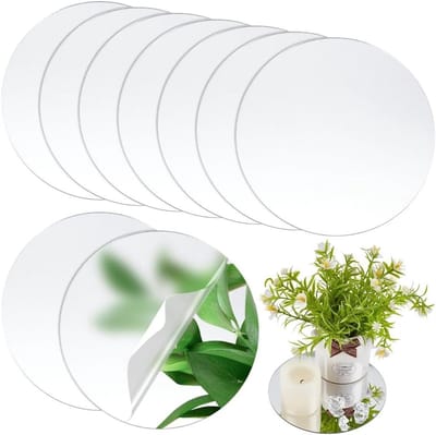 Set van 10 ronde acryl spiegels zonder rand, wandmontage, 15 cm diameter, 1,5 mm dik, decoratieve spiegels voor woninginrichting