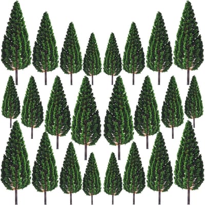 Set van 24 miniatuur bomen voor diorama's en landschapsmodellen, plastic decoratie, 6.5-16 cm hoog