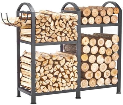 Houtopslag Rek voor Buiten en Binnen - Verstelbare 5-Tier Houten Racks voor Brandhout