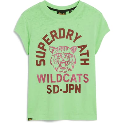 T-shirt Korte Mouw Superdry T-shirt Varsity Burnout manches courtes vert femme