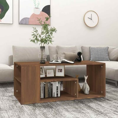 vidaXL - Salontafel - 100x50x40 - cm - bewerkt - hout - bruineiken