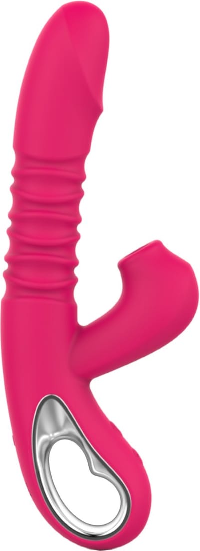 Cupitoys® Stotende luchtdrukvibrator - 2 in 1 - 23,7cm - 42°C - Roze - 12 standen - Vibrators voor vrouwen en mannen - Sex toys voor vrouwen en mannen