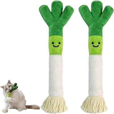 Kattenkruid Speeltjes - Kicker Toys - Interactief Spel - Baby Zachte Pluche - 2 stuks - Groen Wit