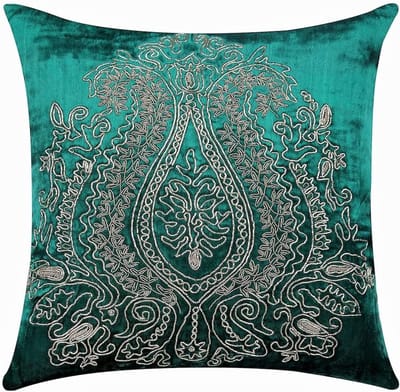 Set van 2 Decoratieve Sierkussens Fluweel Groen Paisley 60x60 cm