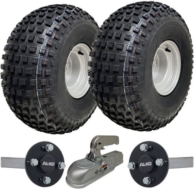 22x11.00-8 ATV- en quad-aanhangwagenwielen met noppenprofiel, ALKO-assen, gegoten trekhaak (310 kg)