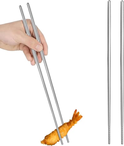 Lange RVS Kookstokjes van 38 cm, Perfect voor Noodles, Hot Pot en Frituren - 2 Paar Kookstokjes