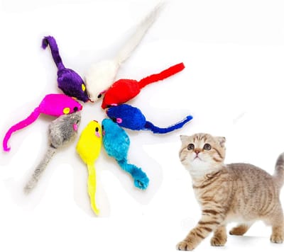 8 Stuks Kattenspeeltjes - Fluffy Muizen – Kattenspeelgoed - Kat Speeltje Muis – Speelgoedmuis – Muizen – Poes - Multicolor - LOUZIR
