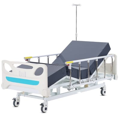 Volledig Elektrisch Ziekenhuisbed - Verpleegbed 3-Functies - Inclusief Matras - Infuuspaal - Handbediening - Vergrendelbare Wielen 12,7 cm - Draagvermogen 200 kg - Voor Thuiszorg