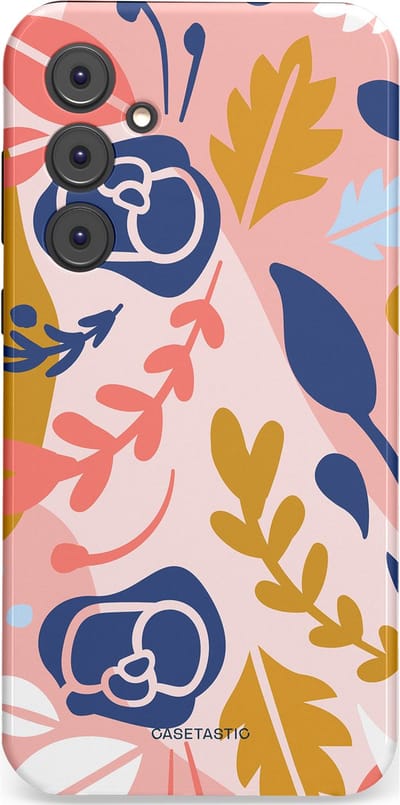 Casetastic Hoesje Geschikt voor Samsung A35 - Stijlvolle Beschermende Duo-layer Case - Roze Bladeren