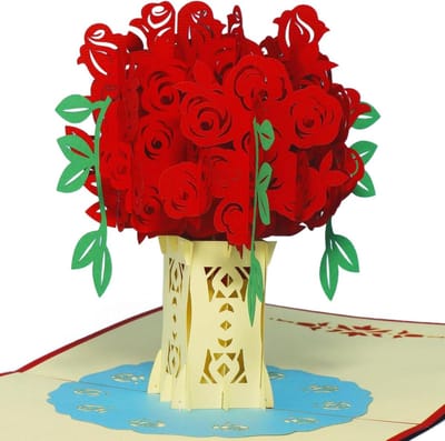 Pop-up Kaart - 3D Bloemenkaart - Cadeau Geven - Handgemaakt Design - A5 Formaat - Rood