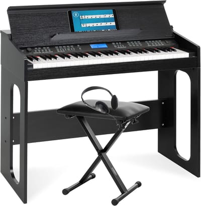 Digitaal Keyboard - Elektrische Piano - Muziek Leren Spelen - 61 Aanslaggevoelige Toetsen - 95 cm Breed - Zwart