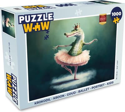 Puzzel Krokodil - Kroon - Goud - Ballet - Portret - Kids - Legpuzzel - Puzzel 1000 stukjes volwassenen