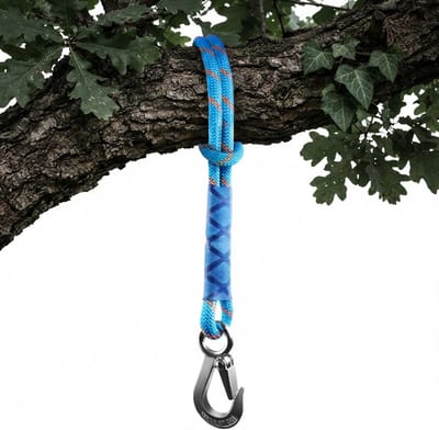 Schommeltouw 120 cm - Polyester met RVS haak - Draagvermogen 200 kg - Blauw - Bevestigingsset voor outdoor
