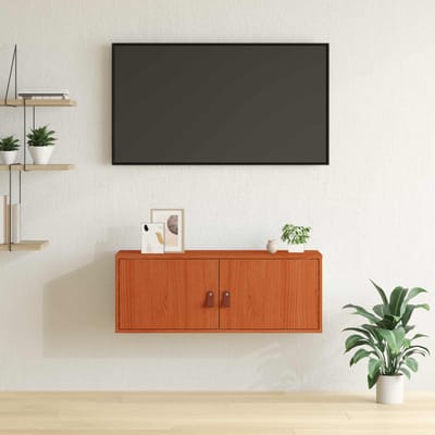 vidaXL - Wandkast - met - plank - Wasbruin - 80 - x - 30 - x - 30 - cm - Massief - grenenhout