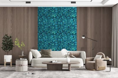 Behang - Fotobehang Design - Vintage - Blauw - Turquoise - Breedte 200 cm x hoogte 300 cm