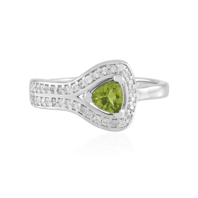 Cavill - Zilveren Ring Dames - 925 Sterling zilver met Platina - Vesuvianiet Triljant 0,304 ct - Zirkonia Pavé 0,4 ct - Elegante Ring Italië