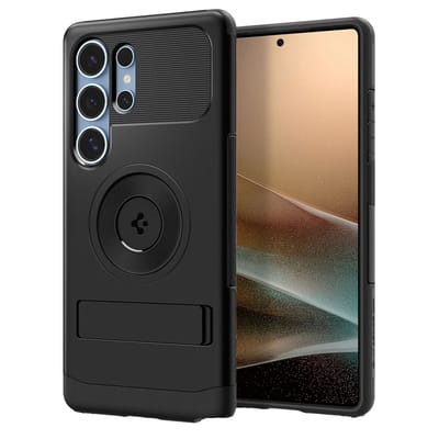 Spigen Slim Armor MagFit Hoesje Geschikt voor Samsung Galaxy S25 Ultra | Back Cover Compatibel met MagSafe / Qi2 | met Standaard | Air Cushion technologie | Zwart