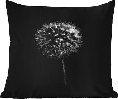Tuinkussen - Paardenbloem - Zwart - Bloemen - Botanisch - 40x40 cm - Weerbestendig