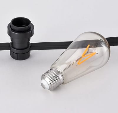 LumenXL lichtsnoer voor buiten 100 meter 100 fittingen - 3,5 watt 2200K LED filament lampen - IP44 dimmer